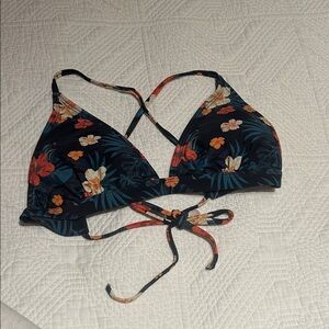 Roxy Floral Bikini Top - Black and Orange